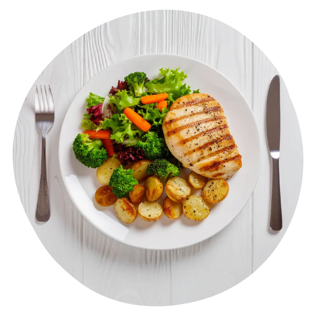 Denbighshire School Food Roast Potatoes and Chicken Fillet